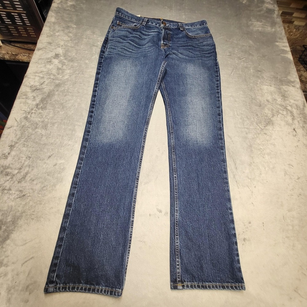 Hollister Jeans Mens 34x32 Blue Classic Straight Button Fly Medium Wash